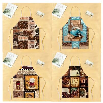 1 chiếc tạp dề họa tiết hạt cà phê, tạp dề in hình thời trang ngộ nghĩnh, tạp dề nhà bếp, tạp dề nấu nướng, tạp dề gia đình sáng tạo.