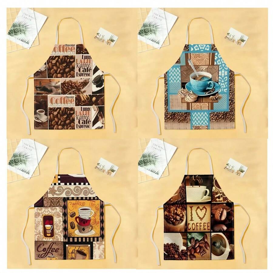 1 chiếc tạp dề họa tiết hạt cà phê, tạp dề in hình thời trang ngộ nghĩnh, tạp dề nhà bếp, tạp dề nấu nướng, tạp dề gia đình sáng tạo. - Nhiều màu - Xem 1