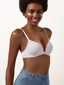 Sujetador inalámbrico push-up para mujer - Soporte cómodo todo el día, ajuste sin costuras - Blanco - Ver 9