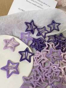 20pcs Star Shaped Hair Clips, Suitable For Daily Wear - Purple - View 2