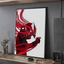1幅抽象红色赛车手墙画，现代F1赛车手帆布画，红色布料海报，现代风格，适用于卧室、客厅、办公室装饰，可作为送给她的礼物，可选无框或有框。 - 圖案 - 查看 1