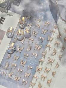 1 pieza Pegatina de arte de uñas de mariposa brillante, pegatina de uñas de mariposa delicada, pegatina de decoración de uñas dura y delgada para manualidades - Multicolor - Ver 3
