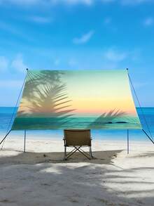 1件装户外加厚防水防晒渐变曼陀罗花卉绿色波西米亚图案户外花园露台遮阳篷沙滩遮阳篷（含绳，不含支架） - 彩色 - 查看 5