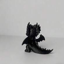 1 pieza Decoración coleccionable de dragón miniatura realista, adecuado para Navidad, Halloween y otras decoraciones del hogar para días festivos, se puede usar en interiores y exteriores, en estanterías, repisas, etc. - Negro - Ver 2