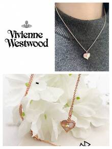Vivienne Westwood Bộ sưu tập mặt dây chuyền Petra hình trái tim, mạ vàng hồng, chất liệu đồng thau. - Hoa hồng vàng - Xem 4