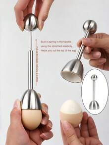 Stainless Steel Boiled Egg Topper Cutter, Tap To Open, Multifunctional Egg Cracker/Separator, Kitchen Tool - Multicolor - View 7