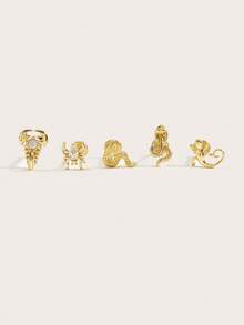 1 pièce Boucles d'oreilles à clous délicates et à la mode avec motif animal, convient pour le port quotidien des femmes - Multicolore - Voir 4