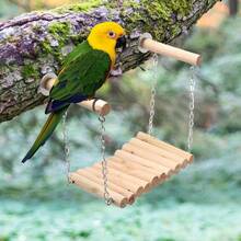 Bird Parrot Ladder Perch Hanging Cage Perch Chewing Parakeet Climbing Toy Wood Ladder For Medium Small Bird - 1pc Training Hoop - View 1