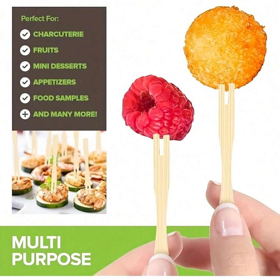 Que xiên cocktail bằng tre dùng một lần 3,5 inch, gỗ tự nhiên, không bụi, thích hợp cho tiệc cưới, tiệc tùng, sự kiện, đồ dùng tiệc | Thiết kế tối giản | Cấu trúc không bụi - Xem 1