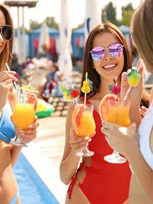 20pcs Honeycomb Tropical Fruit Paper Straws, Disposable Paper Cocktail Straws Suitable For Hawaiian Party, Pool Party, Birthday, Wedding - A - View 5