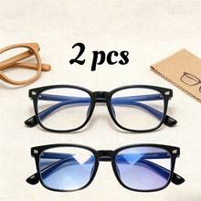 2 Pairs Of  Glasses That Block 99% Of Radiation From Computer And Gaming Screens| Anti-Fatigue Protective Glasses With UV Protection| Anti-Glare Office Live Streaming Glasses - 2 Black - View 9