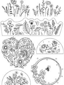 LAMYA Giấy ổn định thêu tan trong nước, dán và khâu, có in sẵn họa tiết hoa lá để làm đồ thủ công DIY. - A18-2 - Xem 9