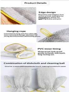 2/4 Sets Of High-Quality Steel Wire Dishwashing Gloves, With PVC Material Inside, Are Anti-Slip, Lightweight And Durable. They Are Suitable For Kitchen, Bathroom, Toilet And Outdoor Cleaning, Household Chores, Bathroom Cleaning, Anti-Slip Grips, Ergonomic Fit, Durable Materials, Reinforced Stitching, Cleaning Supplies, And Household Necessities - Reusable - View 10