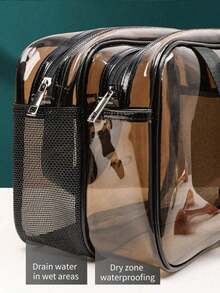 1pc PVC Transparent Cosmetic Bag, Handheld Toiletry Pouch, Makeup Bag, Travel Essential - Multicolor - View 8