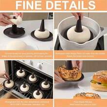1/3/6PCS Cetakan Kue Bagel Silikon, Alat Pembuat Donat Silikon, Cetakan Pembentuk Bagel untuk Oven Rumah, Desain Jaring Bernapas. Bentuk Pilar Kerucut, Mudah Membentuk Adonan, Pengoperasian Sederhana, Anti Lengket, Dapat Digunakan di Oven dan Pengukus. Dengan Pegangan Samping untuk Penanganan Mudah, Penyimpanan yang Dapat Ditumpuk untuk Menghemat Ruang Dapur - View 7