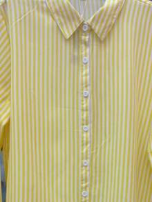 Long-Sleeved Striped Dress Shirt, In A Lightweight And Flowy Fabric, Suitable For Work And Casual Wear - Comfort And Style. - Yellow - View 3