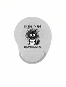 人体工学腕托鼠标垫，可爱工作猫图案，“没关系，我很好，一切都很好”咖啡杯印花，符合人体工学的EVA腕托，防滑记忆棉鼠标垫，舒适贴合手腕，亲肤舒适，桌面保护垫，适用于游戏、办公，防滑设计，适用于办公电脑、笔记本电脑和家庭使用，是毕业季、母亲节、开学季的完美礼物之选 - 彩色 - 查看 10