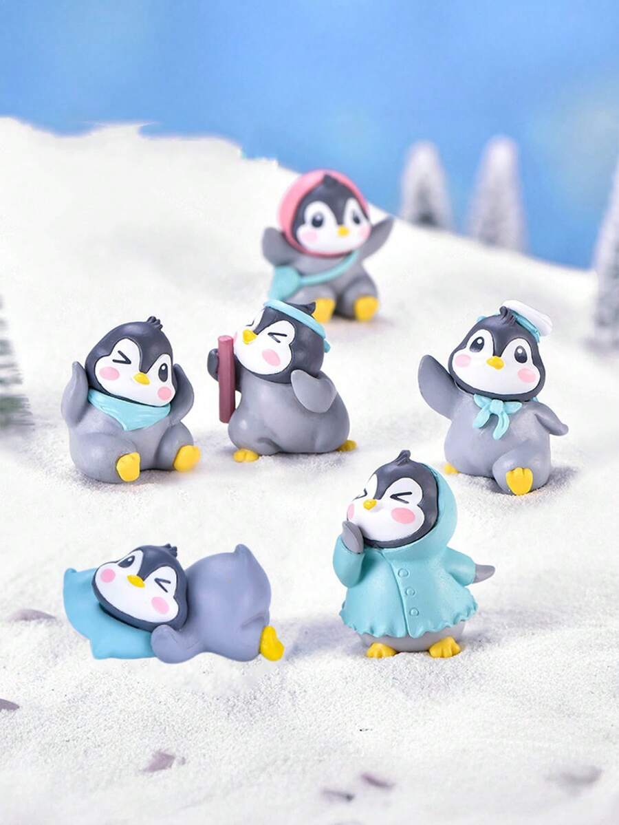 1/4/6/7/8件套迷你可爱企鹅摆件,企鹅装饰品,桌面摆件,花园摆件,汽车摆件,雪景微景观摆件,适合作为朋友生日礼物、节日礼物、派对小礼物、新年盆栽、室内装饰、派对礼品袋填充物、复活节礼物、趣味礼物 - 彩色 - 查看 1