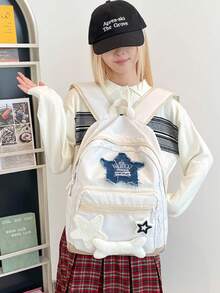 Ba lô Star Patch, kiểu dáng thường ngày, thích hợp cho đi học và du lịch. - A - Xem 6
