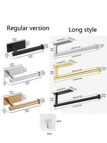 1 cái Giá đựng giấy vệ sinh nhà tắm gắn tường bằng thép không gỉ, không cần khoan, phụ kiện nhà tắm, giá để đồ nhà tắm, giá treo khăn, giá đựng khăn giấy nhà bếp, thích hợp làm giá đựng đồ nhà tắm/nhà bếp, giá treo khăn, giá đựng màng bọc thực phẩm, giá đựng giấy vệ sinh. - Nhiều màu - Xem 5