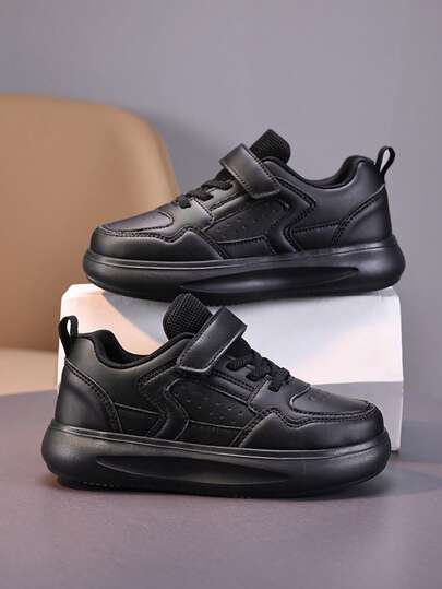 Giày thể thao thường ngày unisex dành cho thanh thiếu niên, màu đen, thích hợp đi học/đi làm, phù hợp mọi mùa.