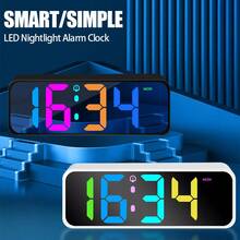 16.0cm Large LED Display Digital Alarm Clock With Voice Control, Adjustable Brightness, Dual Power Mode (USB Or AAA Battery), Rectangular Plastic Travel Alarm Clock Suitable For Bedroom, Living Room, Office - Movie Theme - Multicolor - View 2