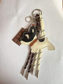 Y2K风格酷女孩风，小狗钥匙扣，汽车钥匙扣，椒盐脆饼钥匙扣，算盘钥匙扣，腊肠犬绳挂饰腕带，适合女孩、女士、办公室、学校，送给她的小礼物，可以提升你的优雅气质，INS博主同款腊肠犬巧克力小众个性化棒球汽车钥匙扣包挂绳 - 彩色 - 查看 2