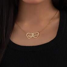 Dây chuyền đôi hình trái tim bằng thép không gỉ khắc tên riêng, chữ cái tiếng Anh màu vàng với nhiều lựa chọn tên, món quà cao cấp lý tưởng để tặng nhân dịp kỷ niệm, Ngày Valentine, quà tặng lãng mạn nhân Ngày Valentine, Ngày của Mẹ, sinh nhật, lễ tốt nghiệp, hoặc để đeo hàng ngày cho người yêu, bạn trai, bạn gái, bố, gia đình, bạn bè, con trai, mẹ, con gái, ông bà, dây chuyền chữ thời trang tùy chỉnh, vẻ ngoài quyến rũ, vẻ đẹp năm mới, trang sức dành cho phụ nữ. - Vàng - Xem 5