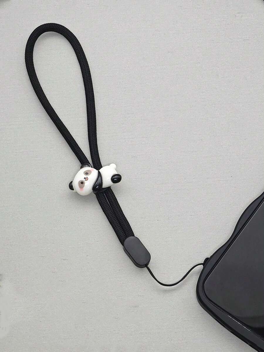 1条可调节可爱熊猫吊坠手机挂绳，适用于手腕、车钥匙、包包、耳机等。 - 彩色 - 查看 1