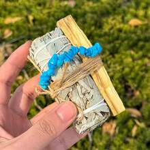 Bộ 1 vòng tay làm từ cây xô thơm, gỗ thiêng và đá pha lê tự nhiên - Hoàn hảo cho những người yêu thích thiền định và là món quà lý tưởng. - Bộ xô thơm - Xem 7