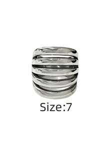 1 chiếc nhẫn thép không gỉ mạ vàng 18K kiểu dáng tối giản thanh lịch 5 đường kẻ, bền, chống nước và chống phai màu, phù hợp để đeo hàng ngày, đi du lịch và đi biển. - Nhẫn nữ năm đường kẻ - Xem 16