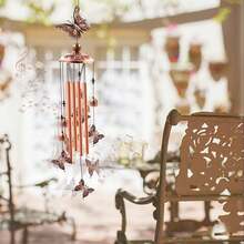 Aluminum Tube Butterfly Wind Chime, Suitable For Outdoor Decor, Beautiful Metal Butterfly Design, Applicable For Garden, Patio, Yard, Porch, Balcony, Window Sill Decoration, Perfect Gift For Friends And Family - Butterfly - View 6