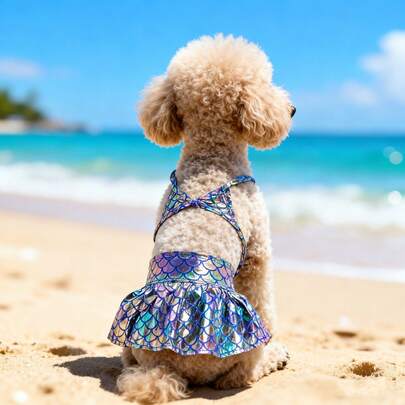 BJAYPET Conjunto de traje de baño para perros, conjunto de bikini para mascotas, ropa de playa para perros medianos y pequeños