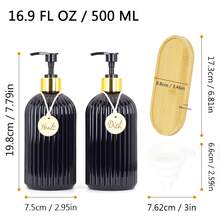 XEXUN-2+1 套装 - 500毫升/16.9盎司 PET材质液体皂液器/洗洁精分配器，带按压泵，包含漏斗和刻字标签板，可选配竹制托盘套装，台式按压式液体皂液器瓶，适用于厨房和浴室盥洗台，黑色/白色可重复灌装瓶，浴室配件 - 多色 - 查看 9