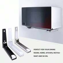 1 Pair Microwave Brackets Foldable Stretch Shelf Rack Wall Mount Kitchen Microwave Oven Stand Bracket Microwave Oven Wall Mounting Brackets - Silver - View 9