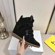 ISABEL High-Quality High-Top Sneakers For Women Made Of Genuine Leather With An 8 Cm Thick Sole And Closure – Versatile Leisure And Sports Shoes. - 黑色 - 查看 1