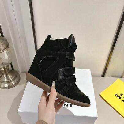 ISABEL High-Quality High-Top Sneakers For Women Made Of Genuine Leather With An 8 Cm Thick Sole And Closure – Versatile Leisure And Sports Shoes.
