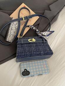 Mini Fashionable Versatile Contrast Color Casual Handbag, Women's Shoulder Crossbody Bag - Royal Blue - View 6