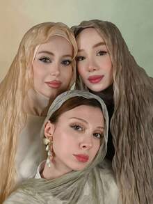 1 Pc Solid-Color Crepe Wrap Hair Hijab, Prayer Headscarf Long Robe, Multipurpose Hair Accessory, Lightweight Shawl - Multicolor - View 7