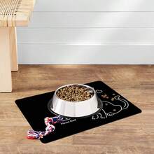 1件装猫咪喂食垫，宠物食品和水碗垫，饮水垫，室内 - 黑色 - 查看 4