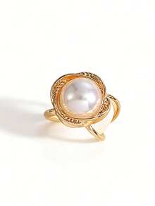 4pcs Gold Scarf Clips Set, Zinc Alloy Faux Pearl Square Scarf Holders - Gold - View 2