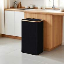 100L Bamboo Frame Deposit Bottle Recycling Bin | Foldable Large Trash Can Laundry Basket For Bottles Cans Storage, Home Kitchen Bathroom - Multicolor - View 4