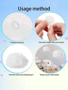 3件套人造云朵装饰，3D立体云朵装饰，适用于婚礼背景、舞台/派对背景、家居装饰、房间、客厅、卧室、天花板装饰，可用作背景、婚礼/生日/展览装饰、家居装饰、墙面装饰，也是毕业季的绝佳礼物 - 白色 - 查看 9