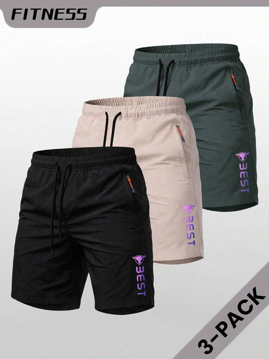 3 pièces Shorts Bermuda d'été décontractés pour hommes, imprimés, style assorti pour couple - Multicolore - Voir 1