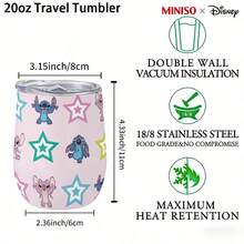 MINISO X Disney Lilo & Stitch & Angel Pink Star Pattern Insulated Stainless Steel Eggshell Tumbler With Lid,Double-Walled Vacuum Cup For Coffee,Wine,Drinks - Nhiều màu - Xem 5