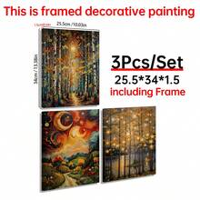 Bộ 3 tranh canvas phong cách Klimt hình trăng sao, tranh bầu trời đêm vàng, bộ 3 tranh bầu trời sao mộng mơ, tranh trang trí thanh lịch cho phòng khách. - Nhiều màu - Xem 17