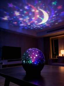 Star & Moon Atmosphere Projector, Star & Moon Projection, USB Powered, Suitable For Bedroom, Gaming Room, Home Theater Ceiling, Office Party - Multi-color light - View 9