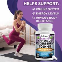 Sambucas Elderberry Capsules, Suitable For Both Men And Women, Each Serving Contains 5000 Mg Of Elderberry Extract, Vitamin C, And Zinc. An Immune And Energy Support Formula, 120 Capsules. - 1 瓶 - 查看 5