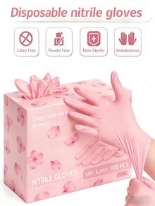 100/50 piezas Guantes desechables de nitrilo, color rosa claro, guantes de limpieza doméstica duraderos, adecuados para cocina, baño, limpieza, mudanza, tatuaje, belleza, tinte de cabello, mascotas, salón de belleza, productos de limpieza, herramientas del hogar, etc. - Rosa Pálido - Ver 2