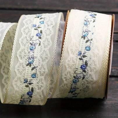 1/5 Yards Hollow Lace Floral Fabric DIY Bow Handmade Hair Accessories Lace For Needlework Dentelle Sewing Race Ribbon Craft Gift Wrapping, Flower Decorating, DIY Clothing And Sewing For Beginners